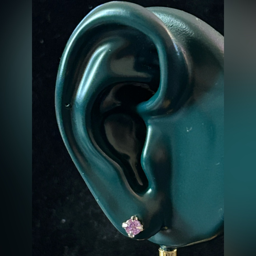 Delicate Purple Crystal Stud Earrings - Classic Women's Jewelry - Picture 2 of 4